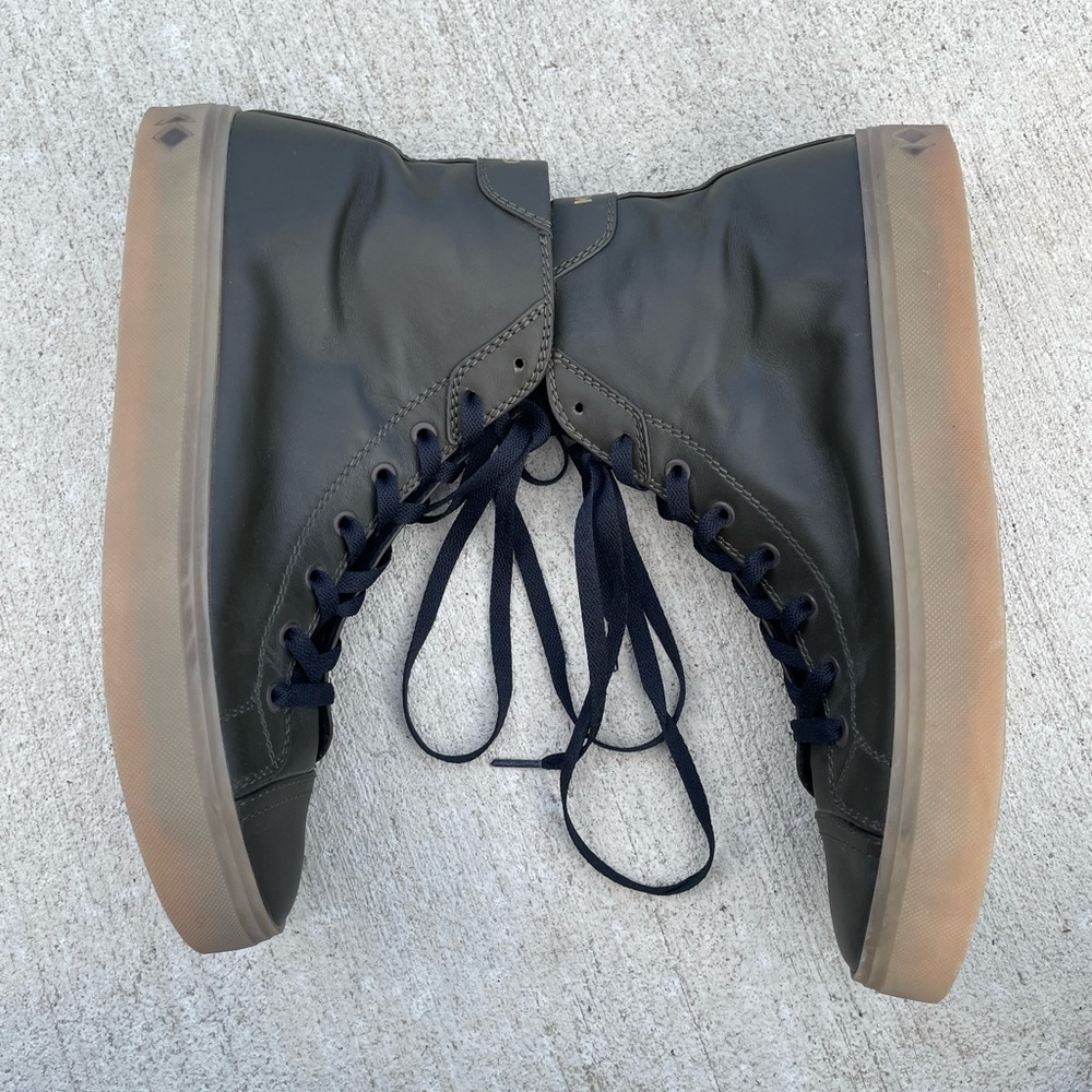 KOIO Court Italian Leather High Top Sneakers Men’s 11 Dark Olive Gum Sole Luxury